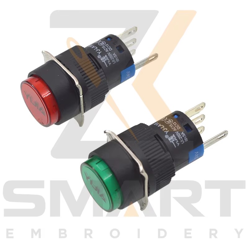 Botton Switch with Lamp Self-return Chinese Embroidery Machine Parts EDH06-YJ-LA16G EDH06-YJ-LA16R